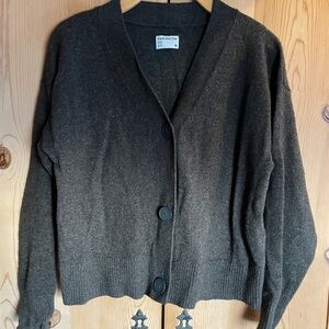 Frank And Oak Wool Dark Brown Women's Sweater